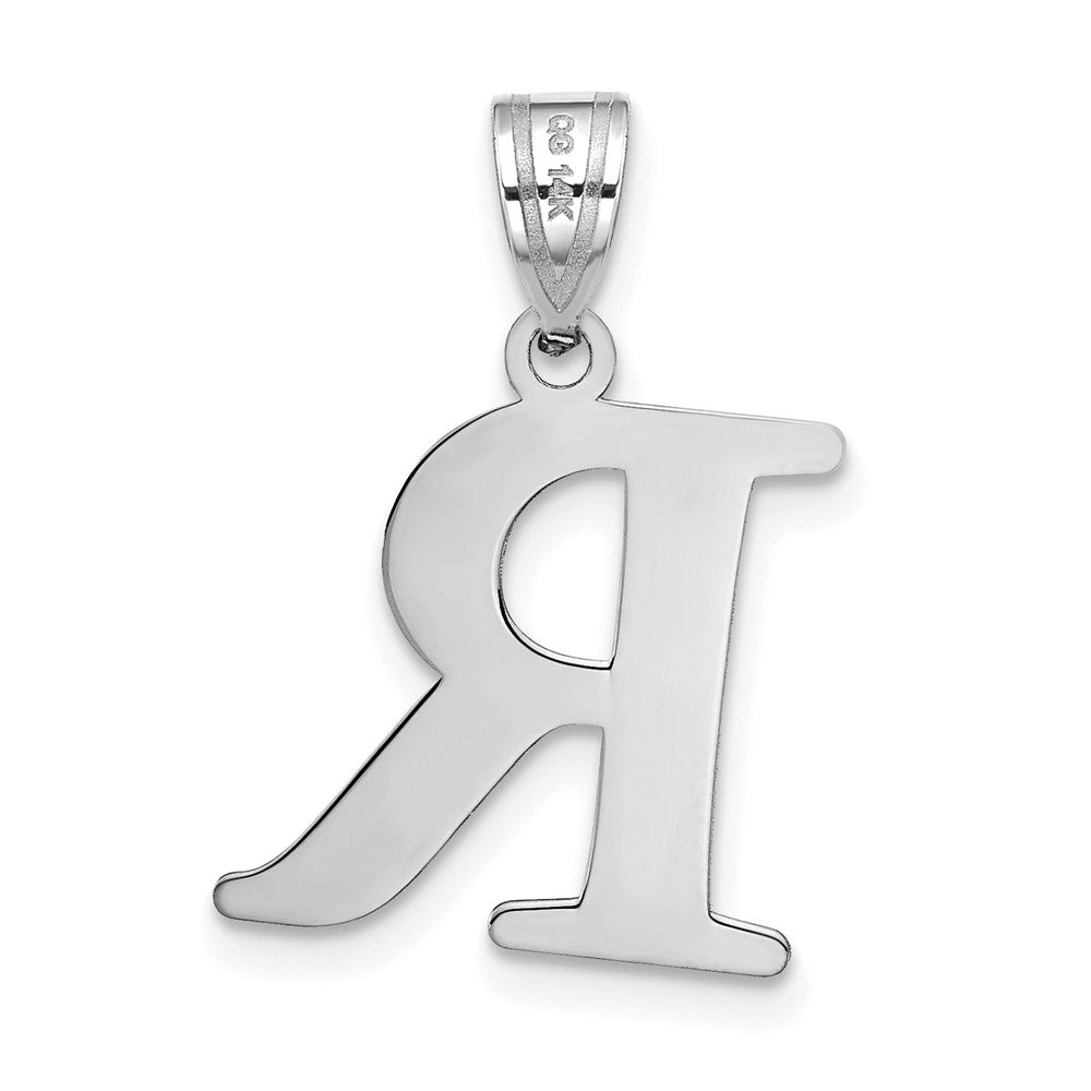 FJC Finejewelers 14 kt White Gold Polished Etched Letter R Initial Charm