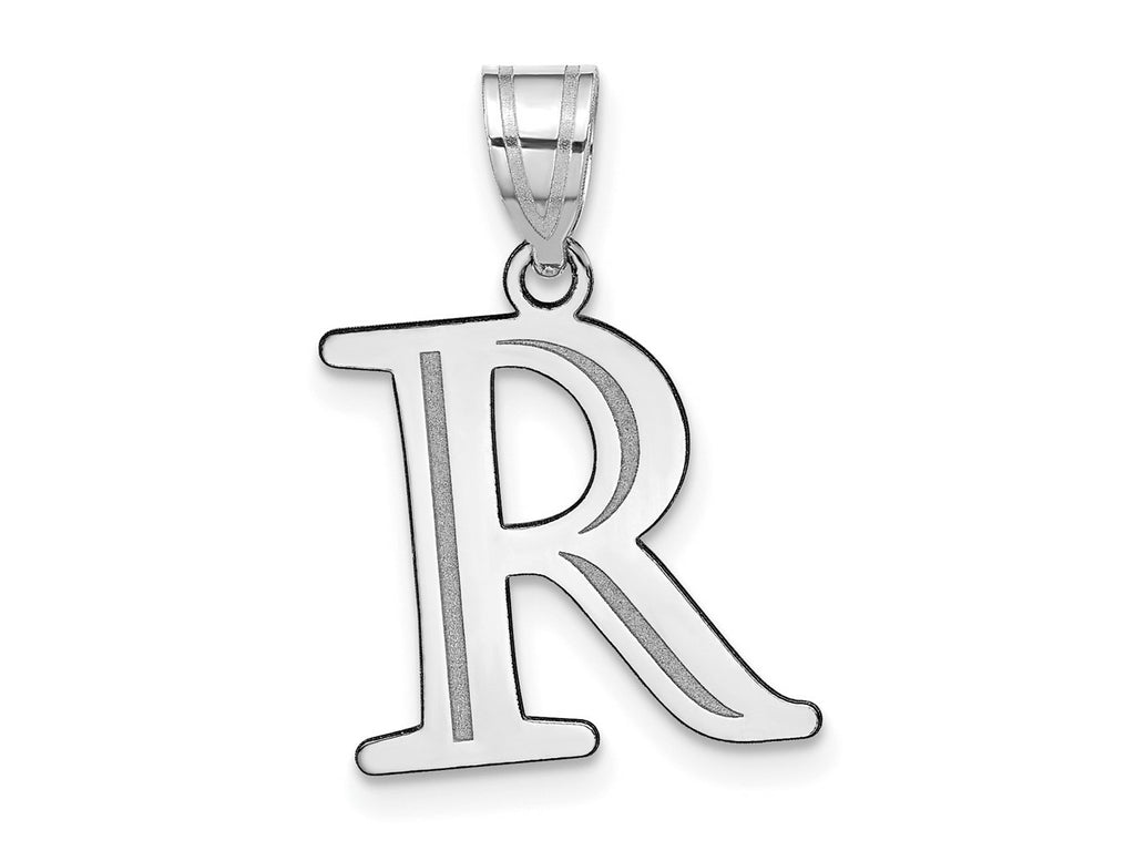 FJC Finejewelers 14 kt White Gold Polished Etched Letter R Initial Charm