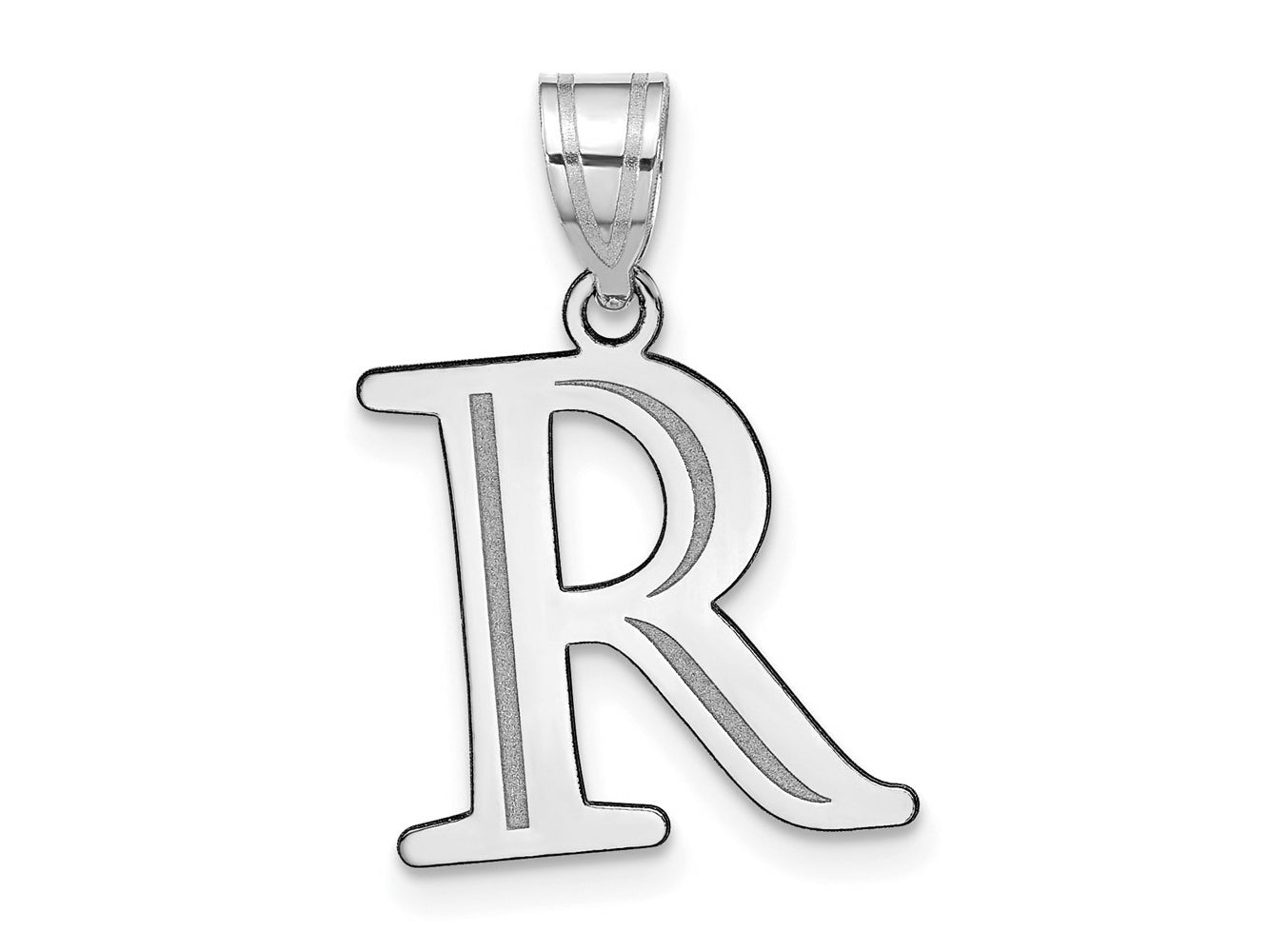 FJC Finejewelers 14 kt White Gold Polished Etched Letter R Initial Charm