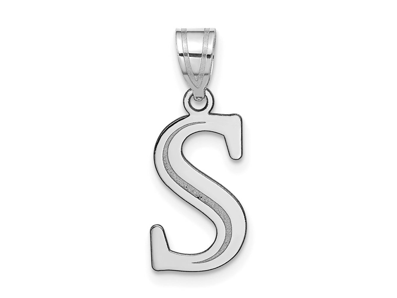 FJC Finejewelers 14 kt White Gold Polished Etched Letter S Initial Charm