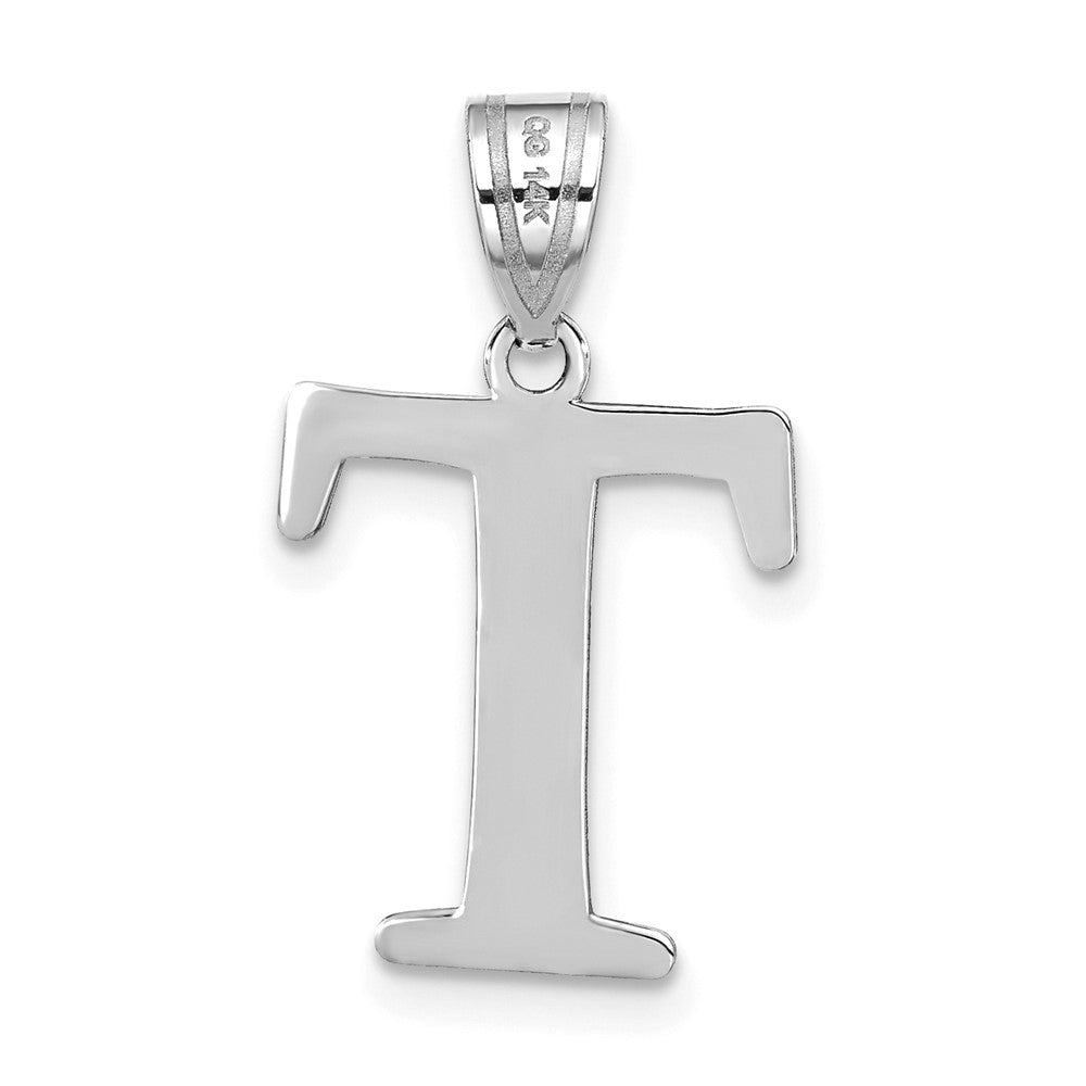 FJC Finejewelers 14 kt White Gold Polished Etched Letter T Initial Charm