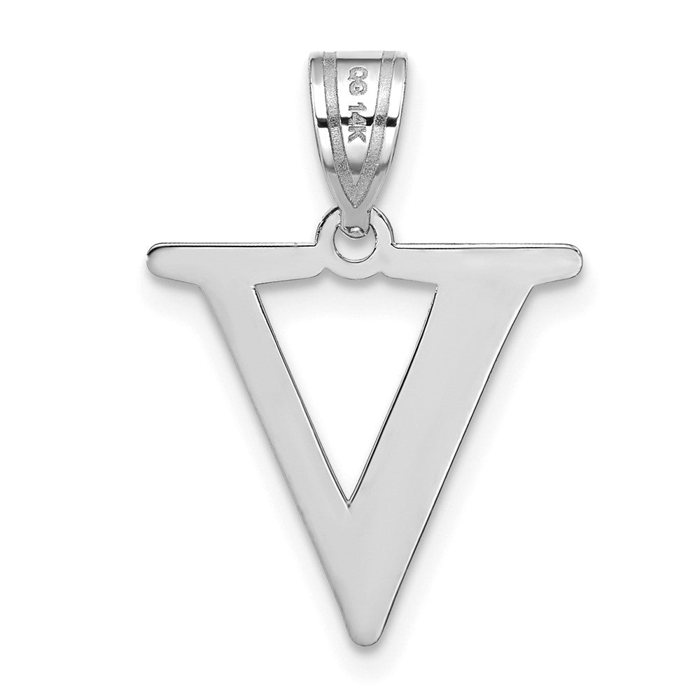 FJC Finejewelers 14 kt White Gold Polished Etched Letter V Initial Charm