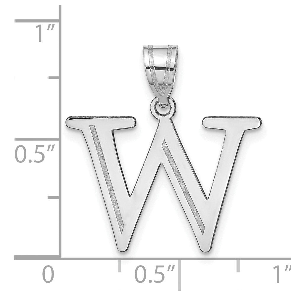 FJC Finejewelers 14 kt White Gold Polished Etched Letter W Initial Charm