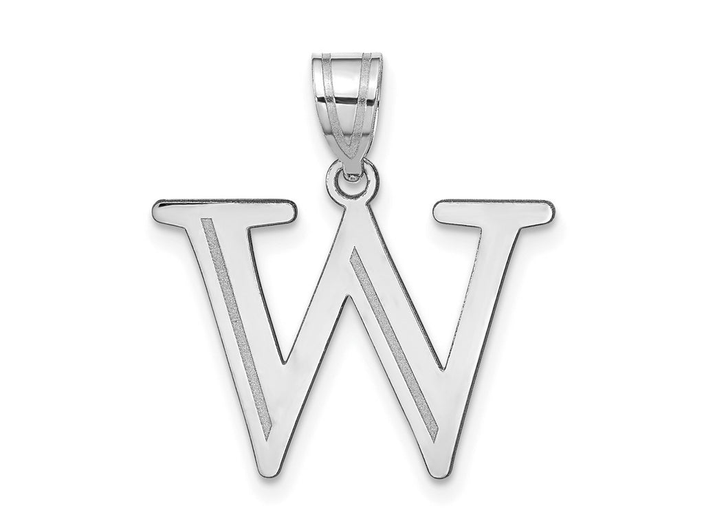 FJC Finejewelers 14 kt White Gold Polished Etched Letter W Initial Charm