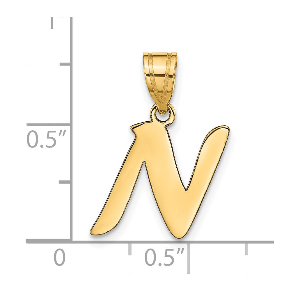 FJC Finejewelers 14 kt Yellow Gold Polished Script Letter N Initial Charm