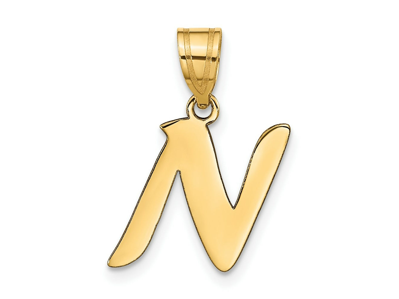 FJC Finejewelers 14 kt Yellow Gold Polished Script Letter N Initial Charm