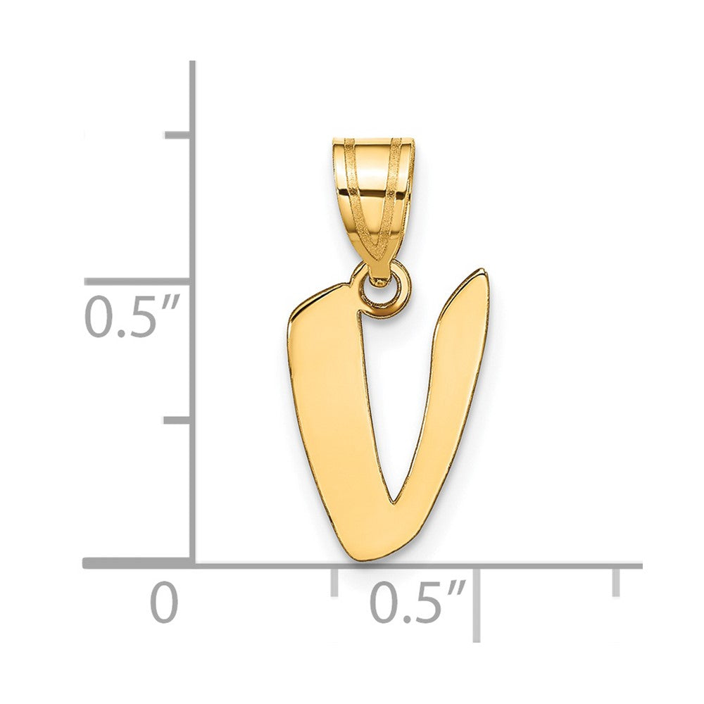FJC Finejewelers 14 kt Yellow Gold Polished Script Letter V Initial Charm