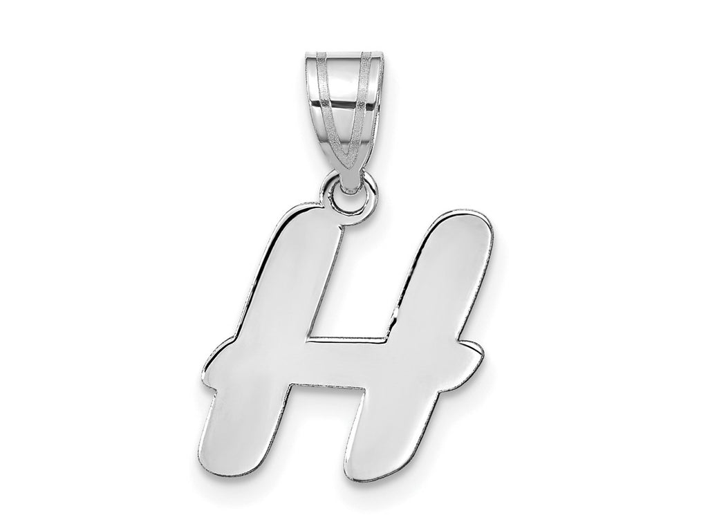 FJC Finejewelers 14 kt White Gold Polished Script Letter H Initial Charm