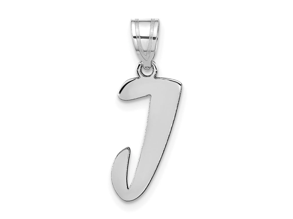 FJC Finejewelers 14 kt White Gold Polished Script Letter J Initial Charm