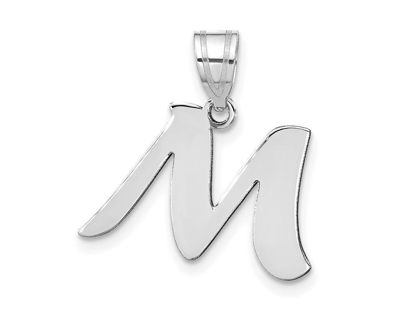 FJC Finejewelers 14 kt White Gold Polished Script Letter M Initial Charm