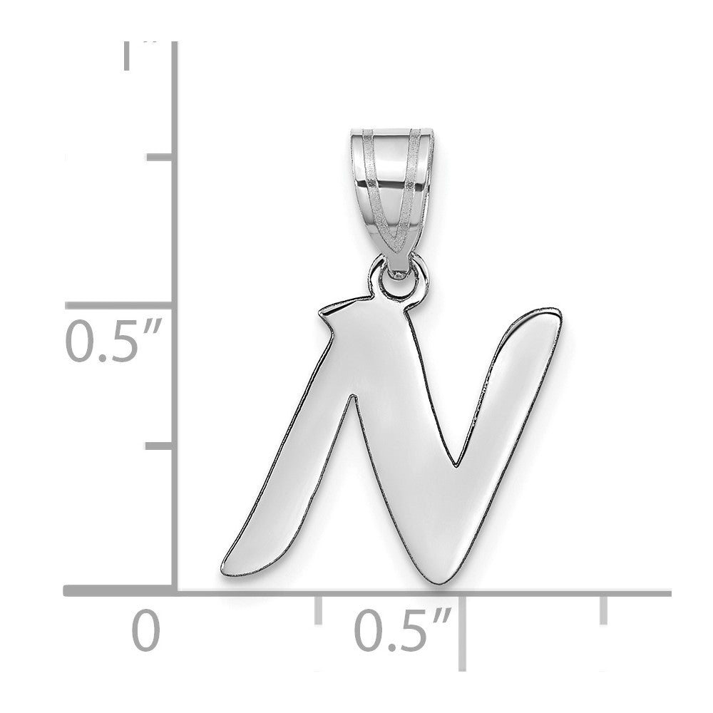 FJC Finejewelers 14 kt White Gold Polished Script Letter N Initial Charm