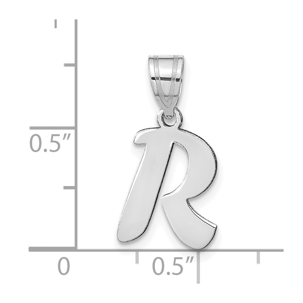 FJC Finejewelers 14 kt White Gold Polished Script Letter R Initial Charm