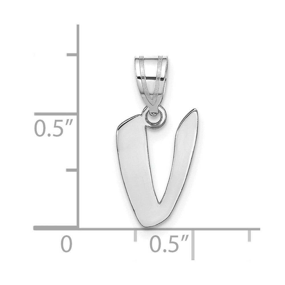 FJC Finejewelers 14 kt White Gold Polished Script Letter V Initial Charm