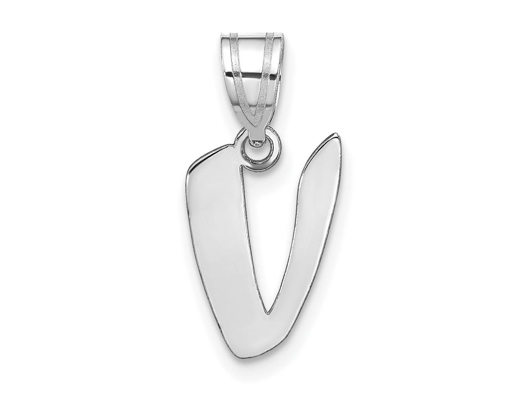 FJC Finejewelers 14 kt White Gold Polished Script Letter V Initial Charm