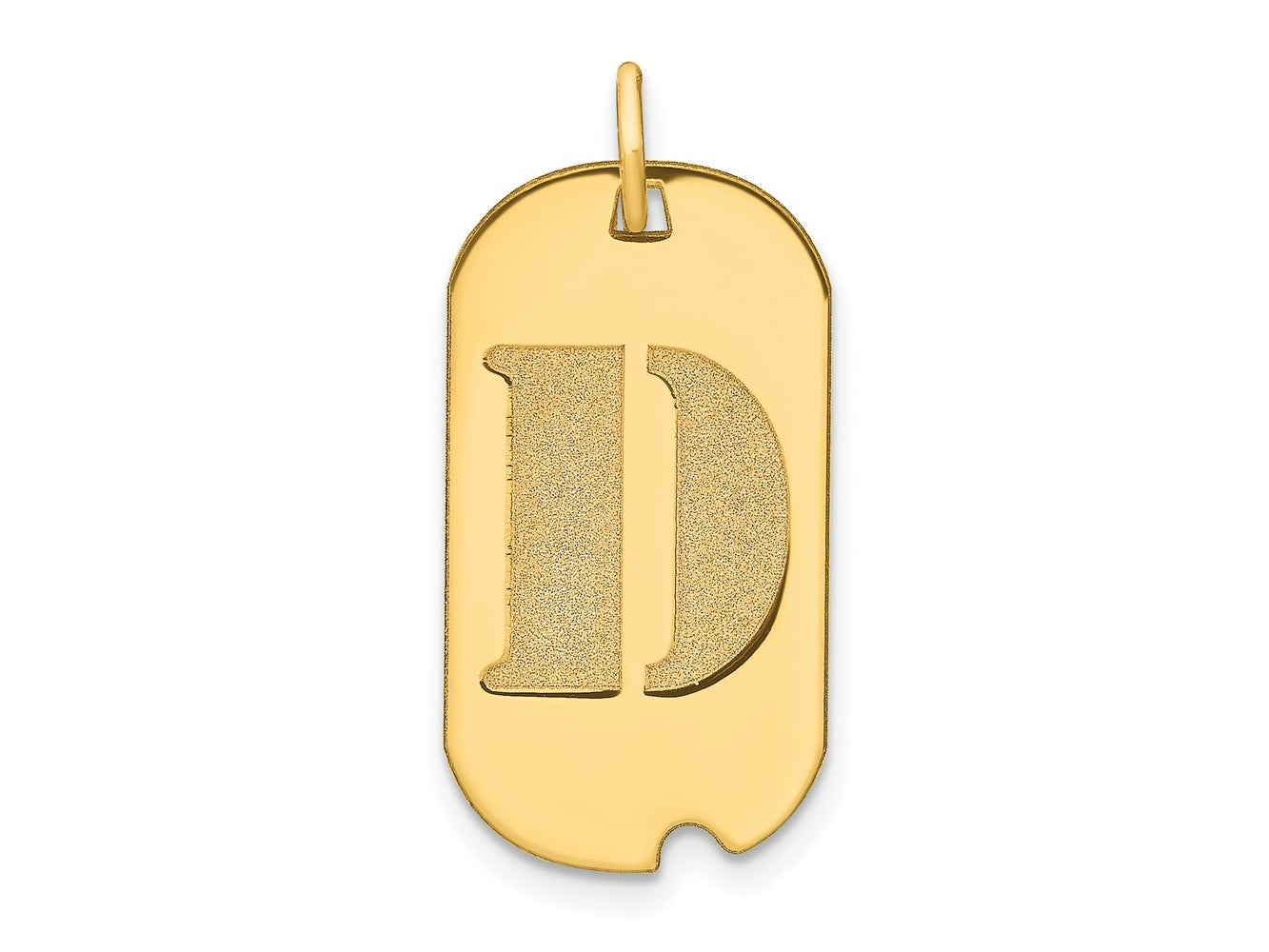 FJC Finejewelers 14 kt Yellow Gold Polished Letter D Initial Dog Tag Charm 24 x 13 mm