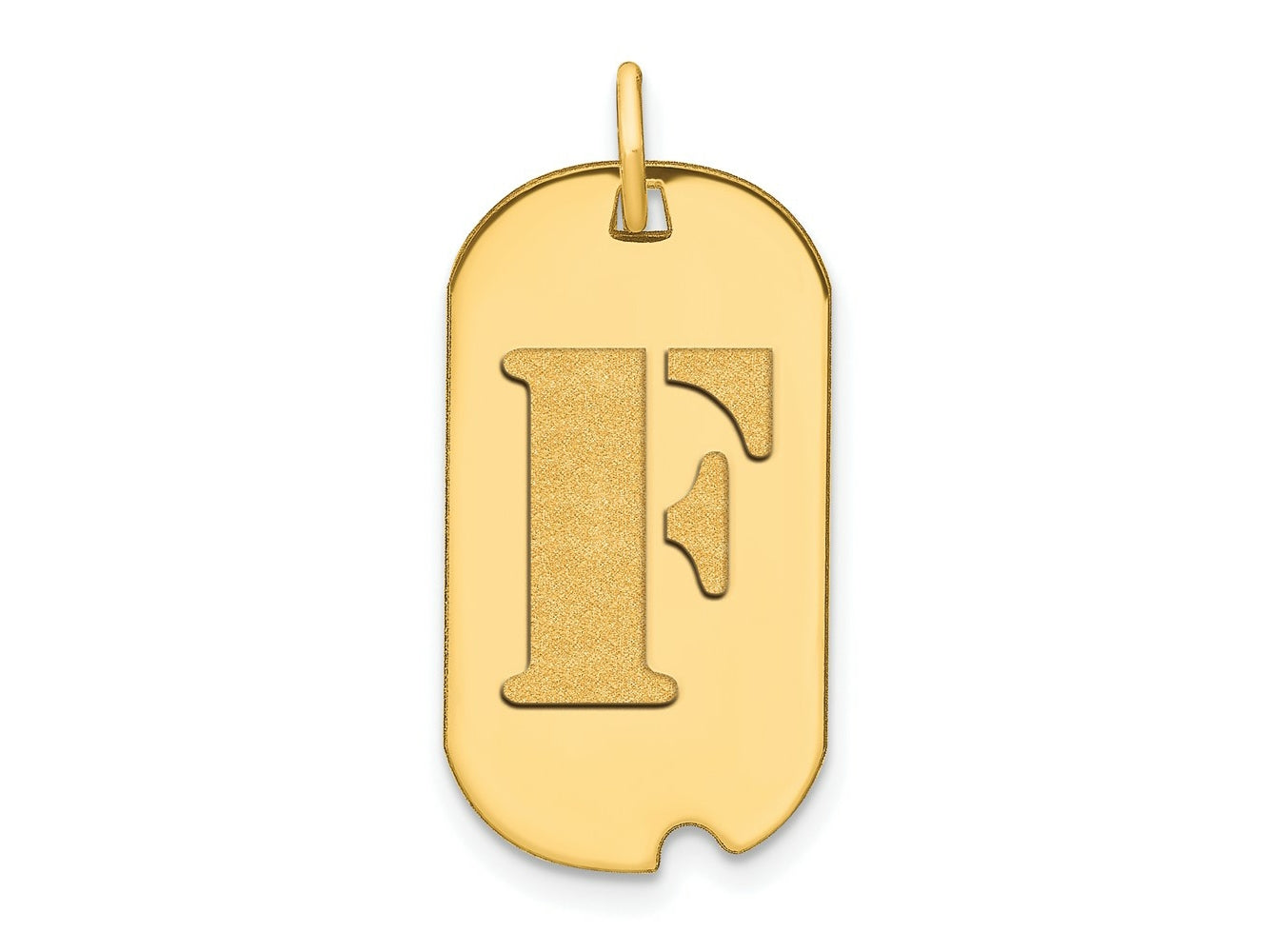 FJC Finejewelers 14 kt Yellow Gold Polished Letter F Initial Dog Tag Charm 24 x 13 mm