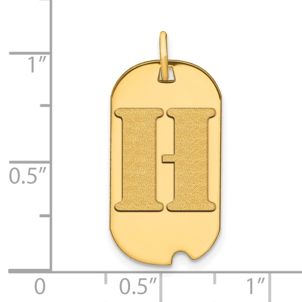 FJC Finejewelers 14 kt Yellow Gold Polished Letter H Initial Dog Tag Charm 24 x 13 mm