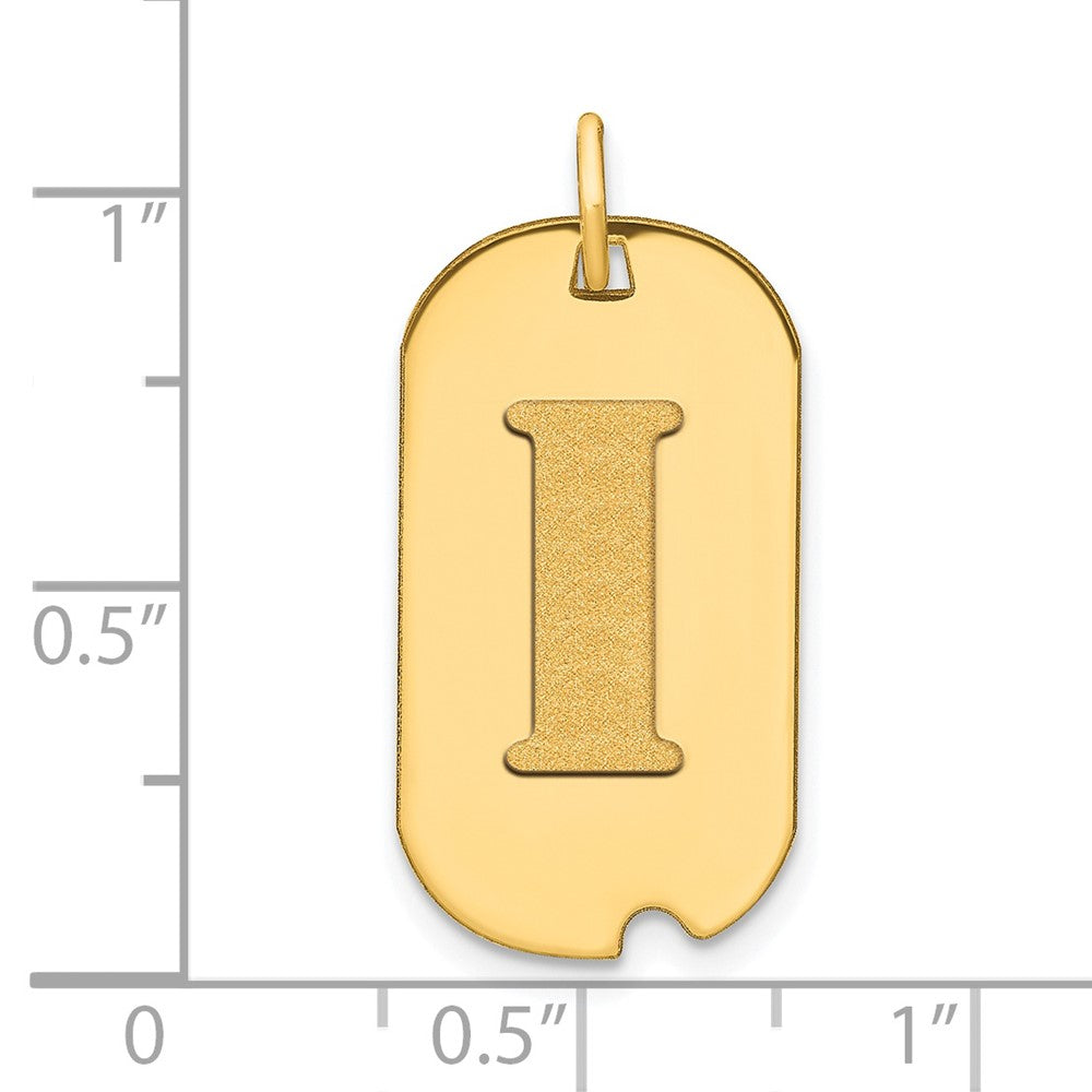 FJC Finejewelers 14 kt Yellow Gold Polished Letter I Initial Dog Tag Charm 24 x 13 mm