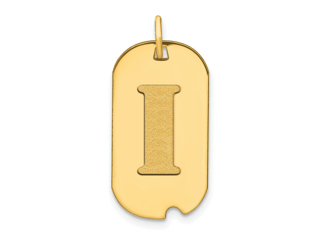 FJC Finejewelers 14 kt Yellow Gold Polished Letter I Initial Dog Tag Charm 24 x 13 mm