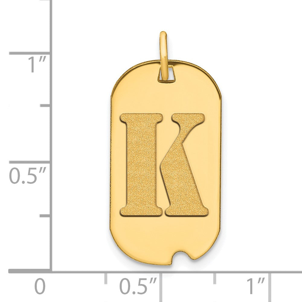 FJC Finejewelers 14 kt Yellow Gold Polished Letter K Initial Dog Tag Charm 24 x 13 mm