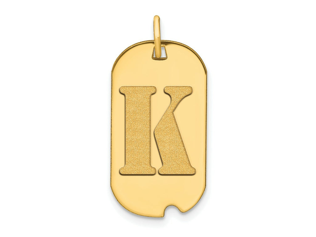 FJC Finejewelers 14 kt Yellow Gold Polished Letter K Initial Dog Tag Charm 24 x 13 mm