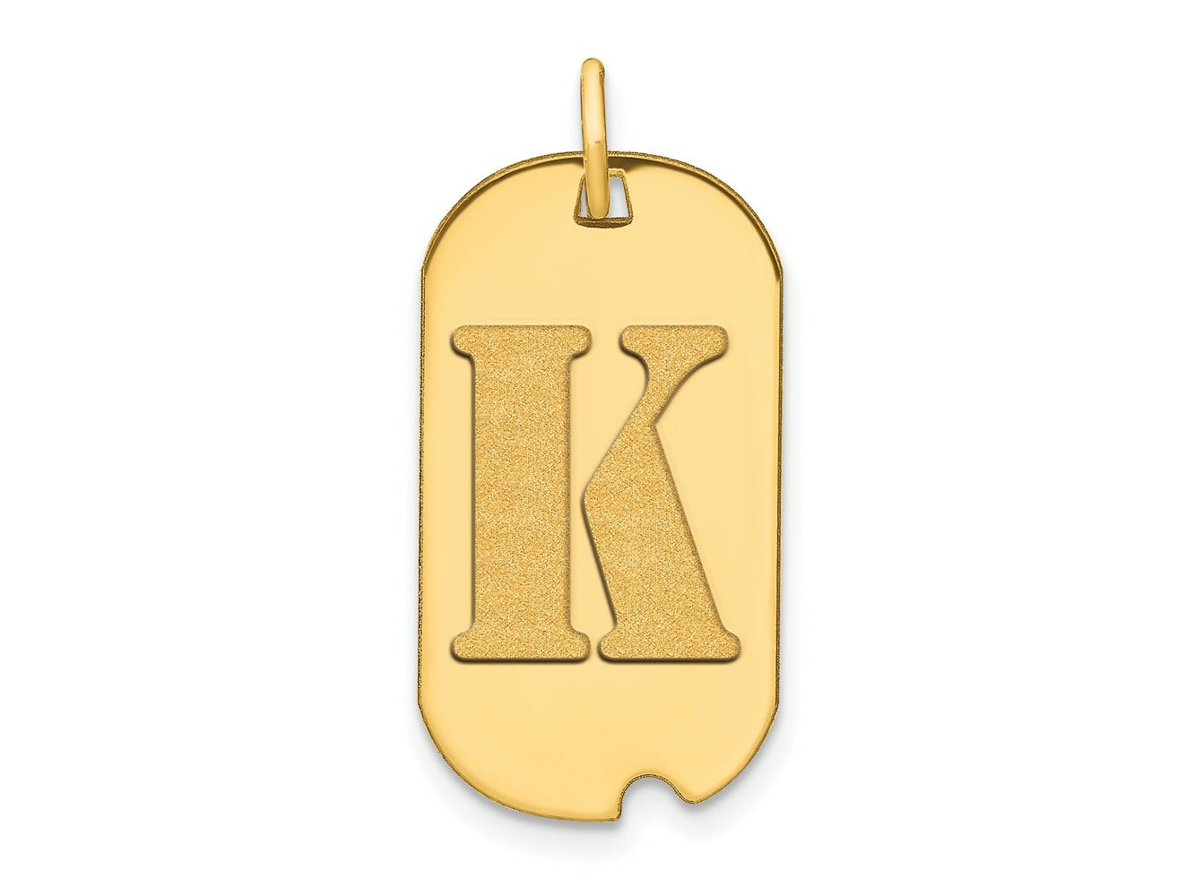 FJC Finejewelers 14 kt Yellow Gold Polished Letter K Initial Dog Tag Charm 24 x 13 mm