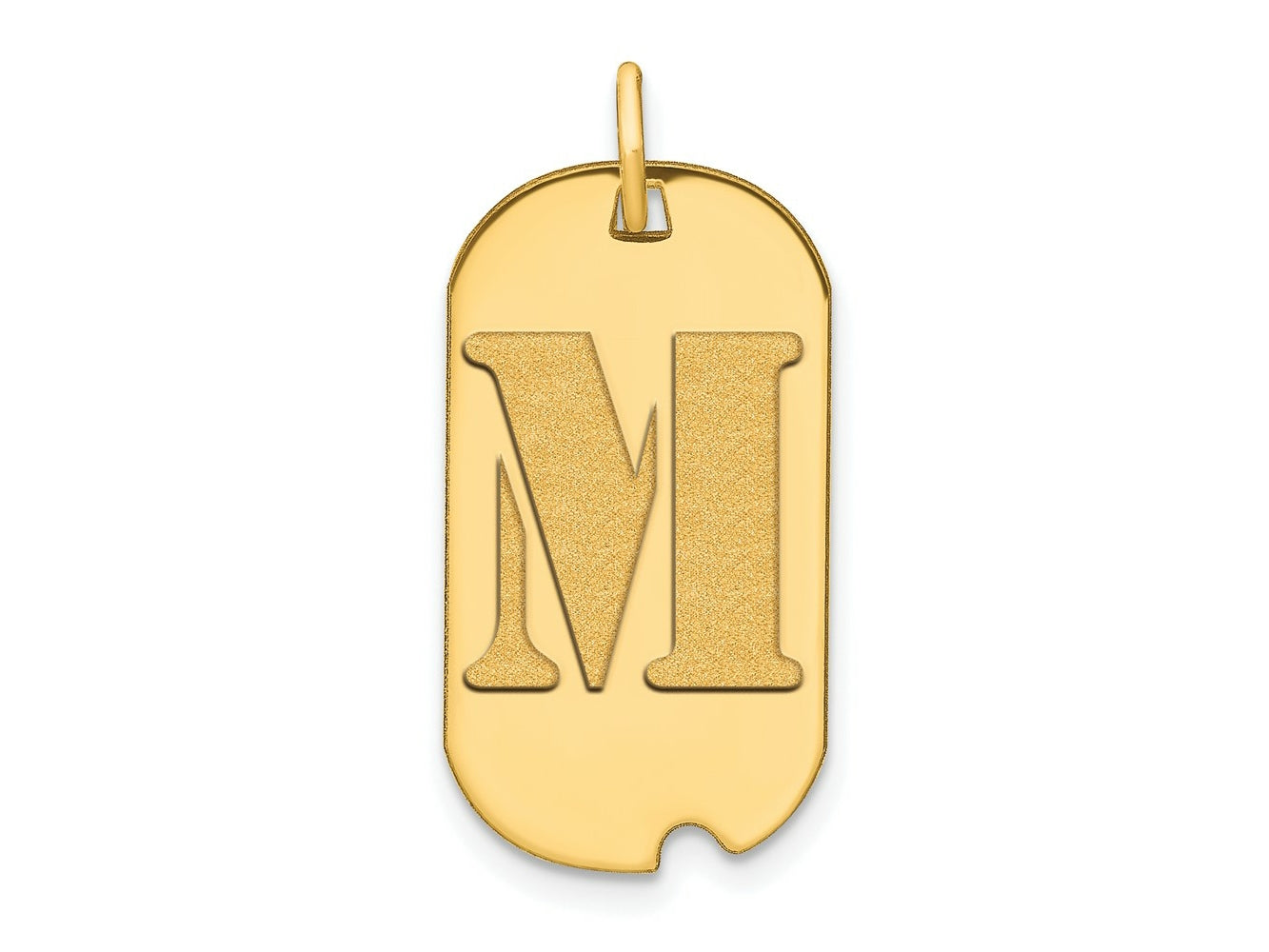 FJC Finejewelers 14 kt Yellow Gold Polished Letter M Initial Dog Tag Charm 24 x 13 mm