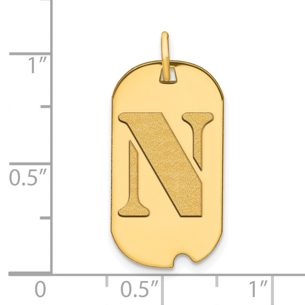FJC Finejewelers 14 kt Yellow Gold Polished Letter N Initial Dog Tag Charm 24 x 13 mm