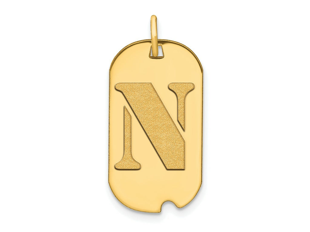 FJC Finejewelers 14 kt Yellow Gold Polished Letter N Initial Dog Tag Charm 24 x 13 mm