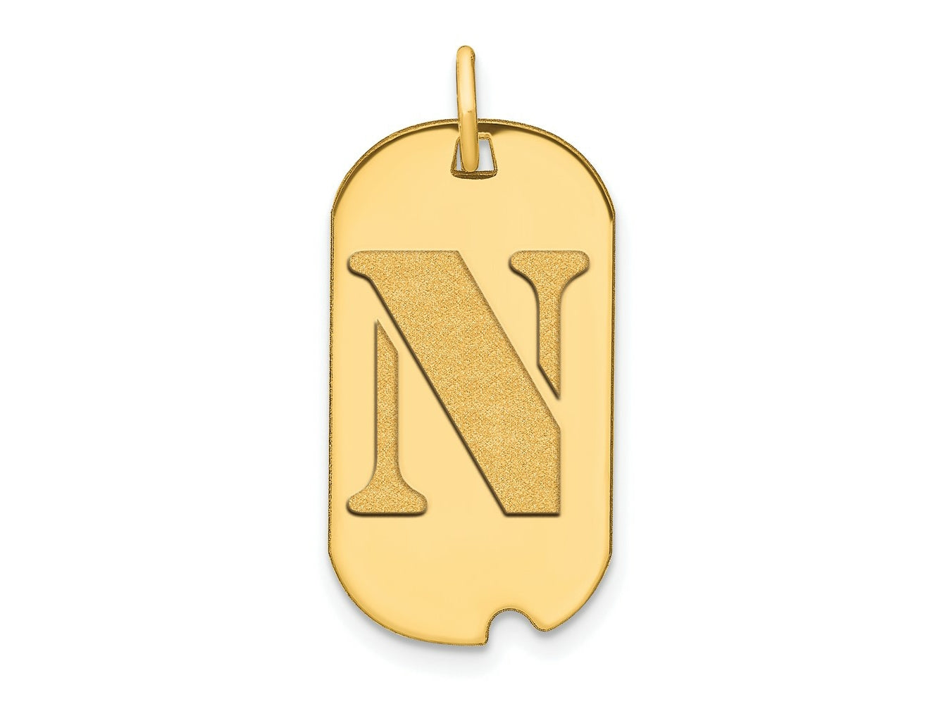 FJC Finejewelers 14 kt Yellow Gold Polished Letter N Initial Dog Tag Charm 24 x 13 mm