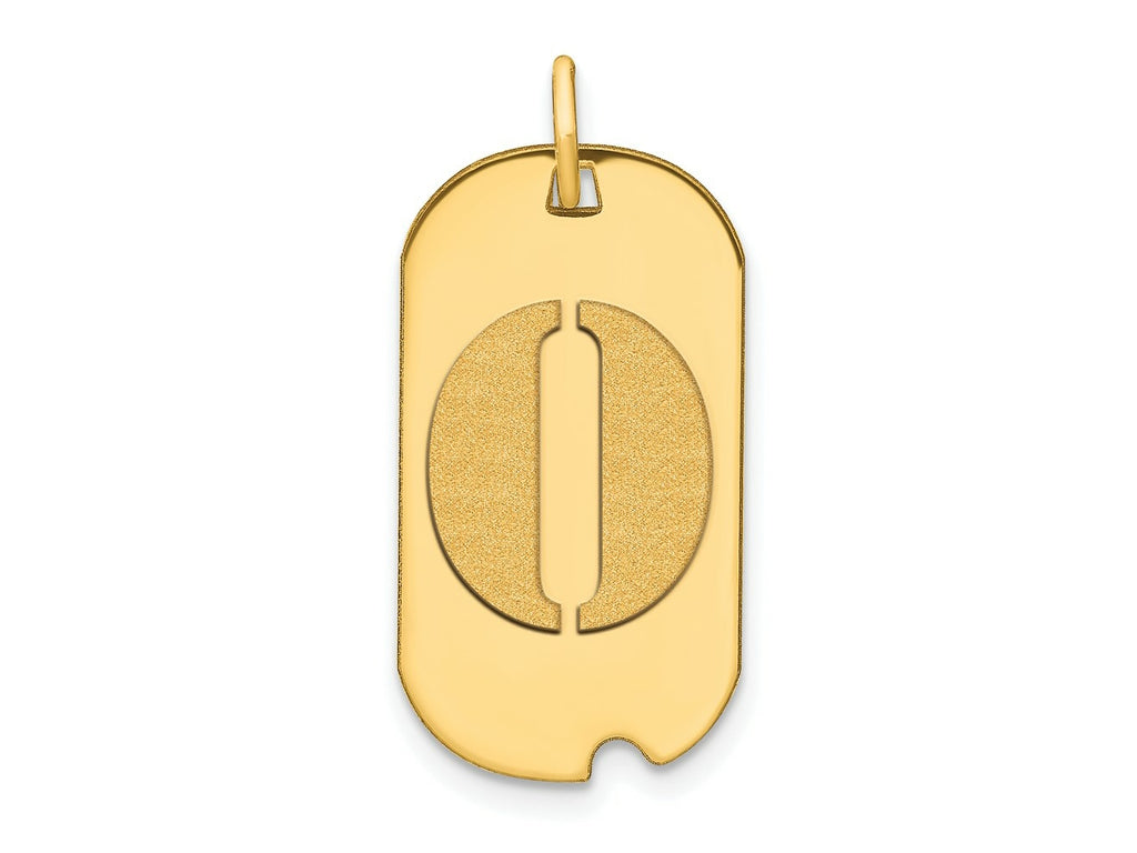 FJC Finejewelers 14 kt Yellow Gold Polished Letter O Initial Dog Tag Charm 24 x 13 mm