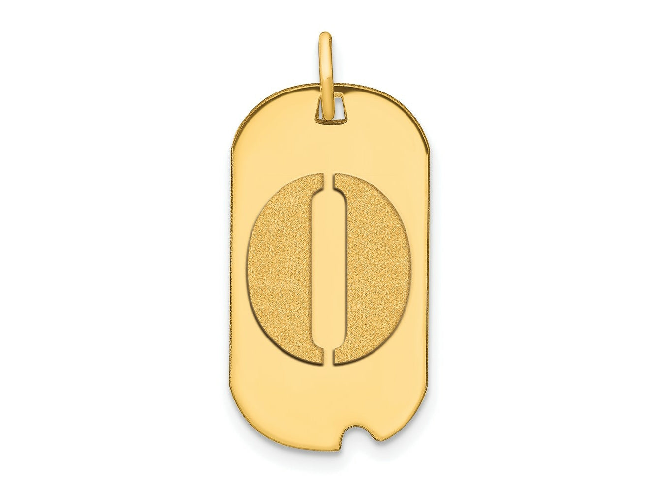 FJC Finejewelers 14 kt Yellow Gold Polished Letter O Initial Dog Tag Charm 24 x 13 mm