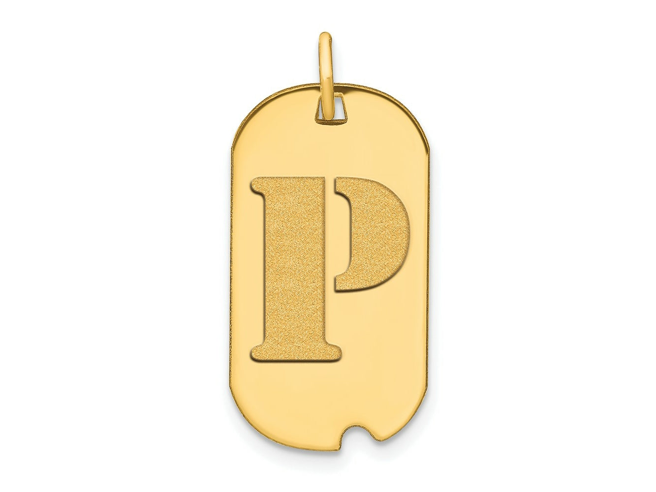 FJC Finejewelers 14 kt Yellow Gold Polished Letter P Initial Dog Tag Charm 24 x 13 mm