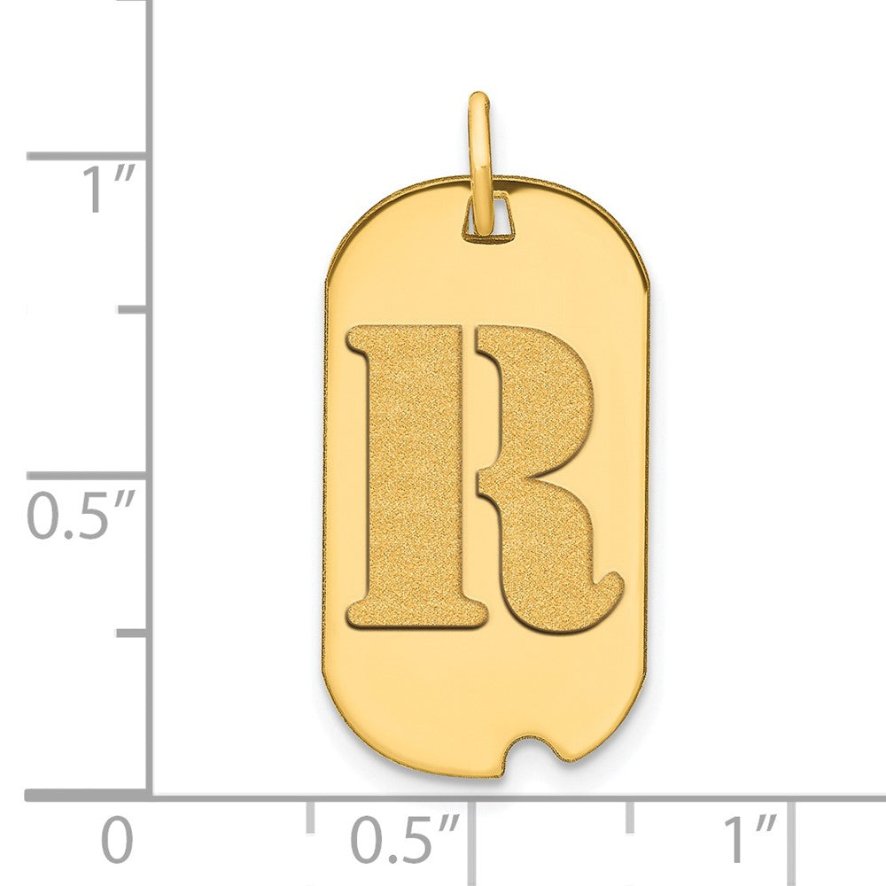 FJC Finejewelers 14 kt Yellow Gold Polished Letter R Initial Dog Tag Charm 24 x 13 mm