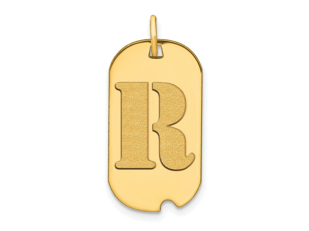 FJC Finejewelers 14 kt Yellow Gold Polished Letter R Initial Dog Tag Charm 24 x 13 mm