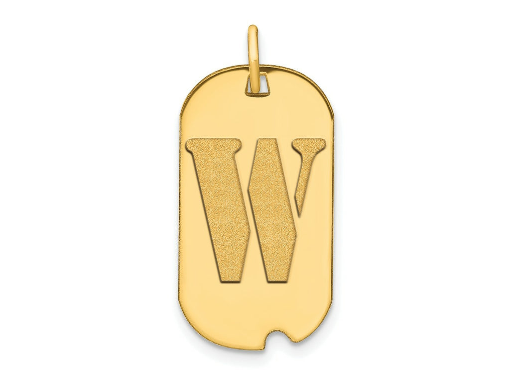 FJC Finejewelers 14 kt Yellow Gold Polished Letter W Initial Dog Tag Charm 24 x 13 mm
