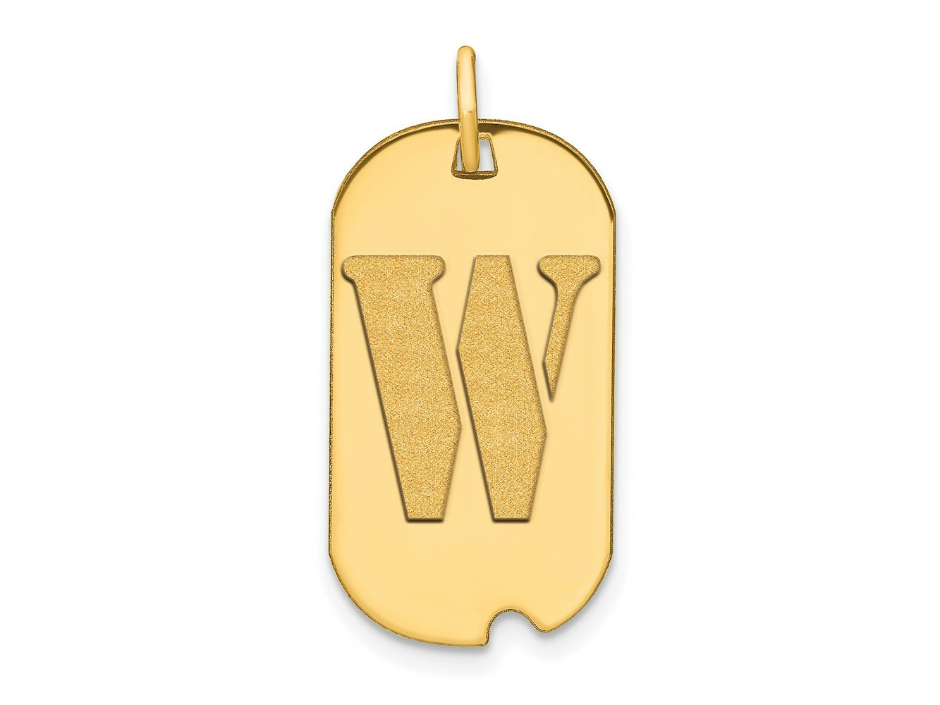 FJC Finejewelers 14 kt Yellow Gold Polished Letter W Initial Dog Tag Charm 24 x 13 mm