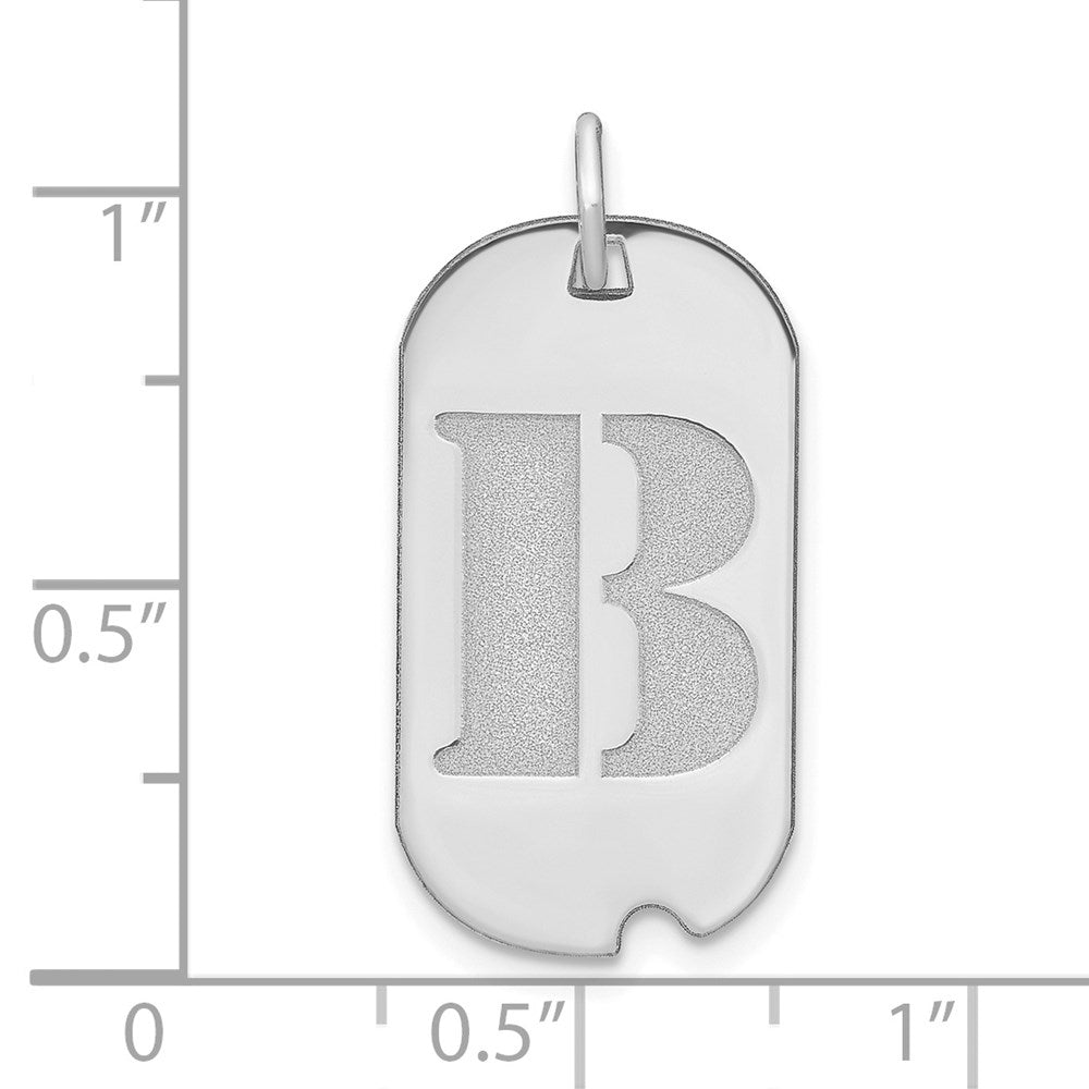 FJC Finejewelers 14 kt White Gold Polished Letter B Initial Dog Tag Charm 24 x 13 mm