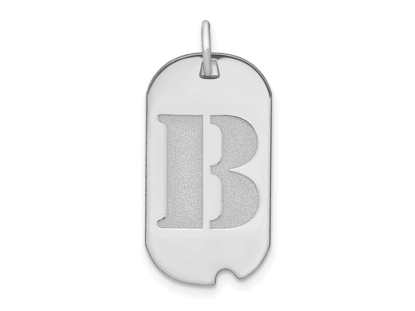 FJC Finejewelers 14 kt White Gold Polished Letter B Initial Dog Tag Charm 24 x 13 mm
