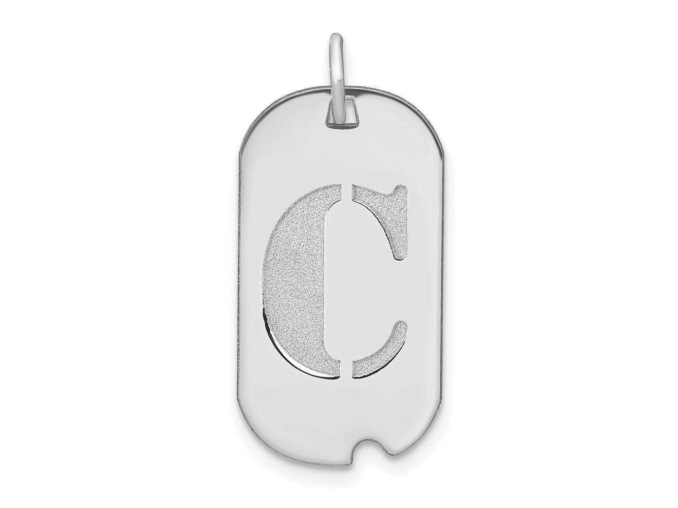 FJC Finejewelers 14 kt White Gold Polished Letter C Initial Dog Tag Charm 24 x 13 mm