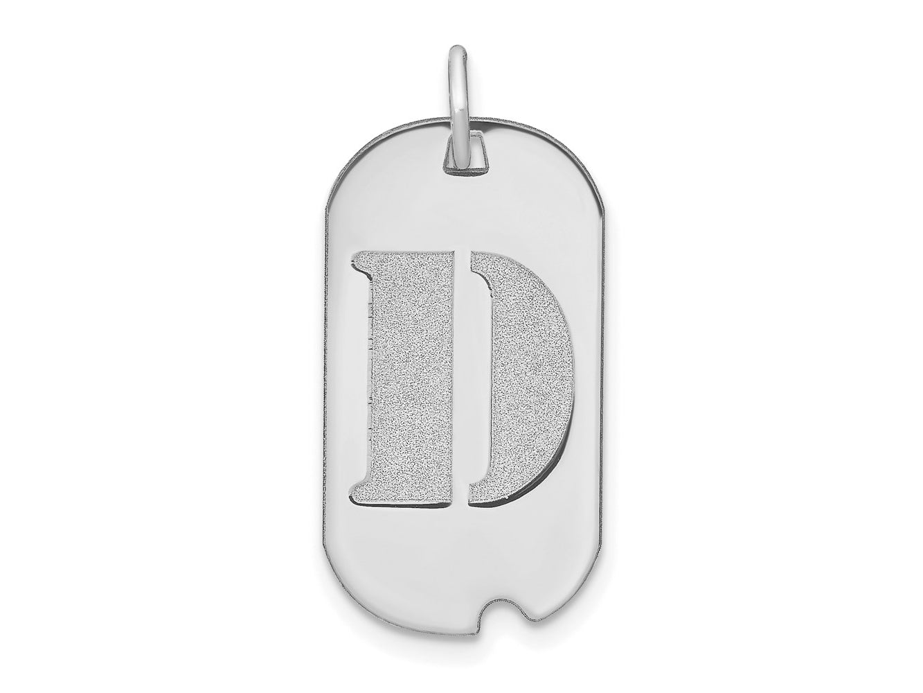 FJC Finejewelers 14 kt White Gold Polished Letter D Initial Dog Tag Charm 24 x 13 mm
