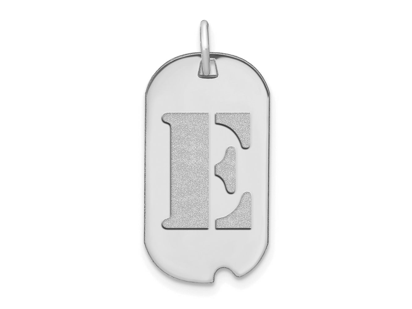 FJC Finejewelers 14 kt White Gold Polished Letter E Initial Dog Tag Charm 24 x 13 mm