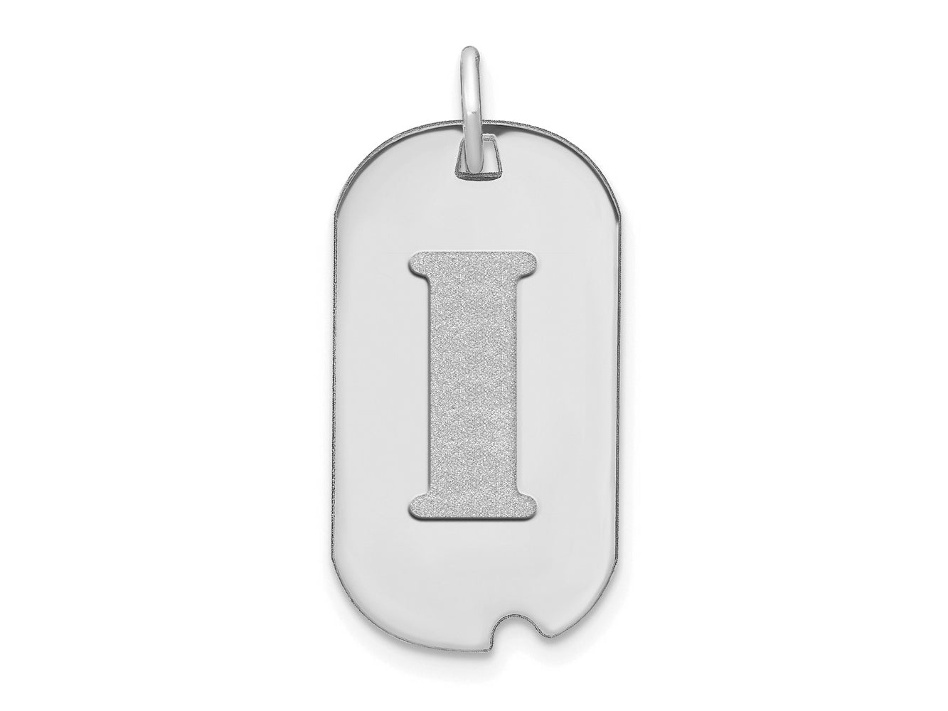 FJC Finejewelers 14 kt White Gold Polished Letter I Initial Dog Tag Charm 24 x 13 mm