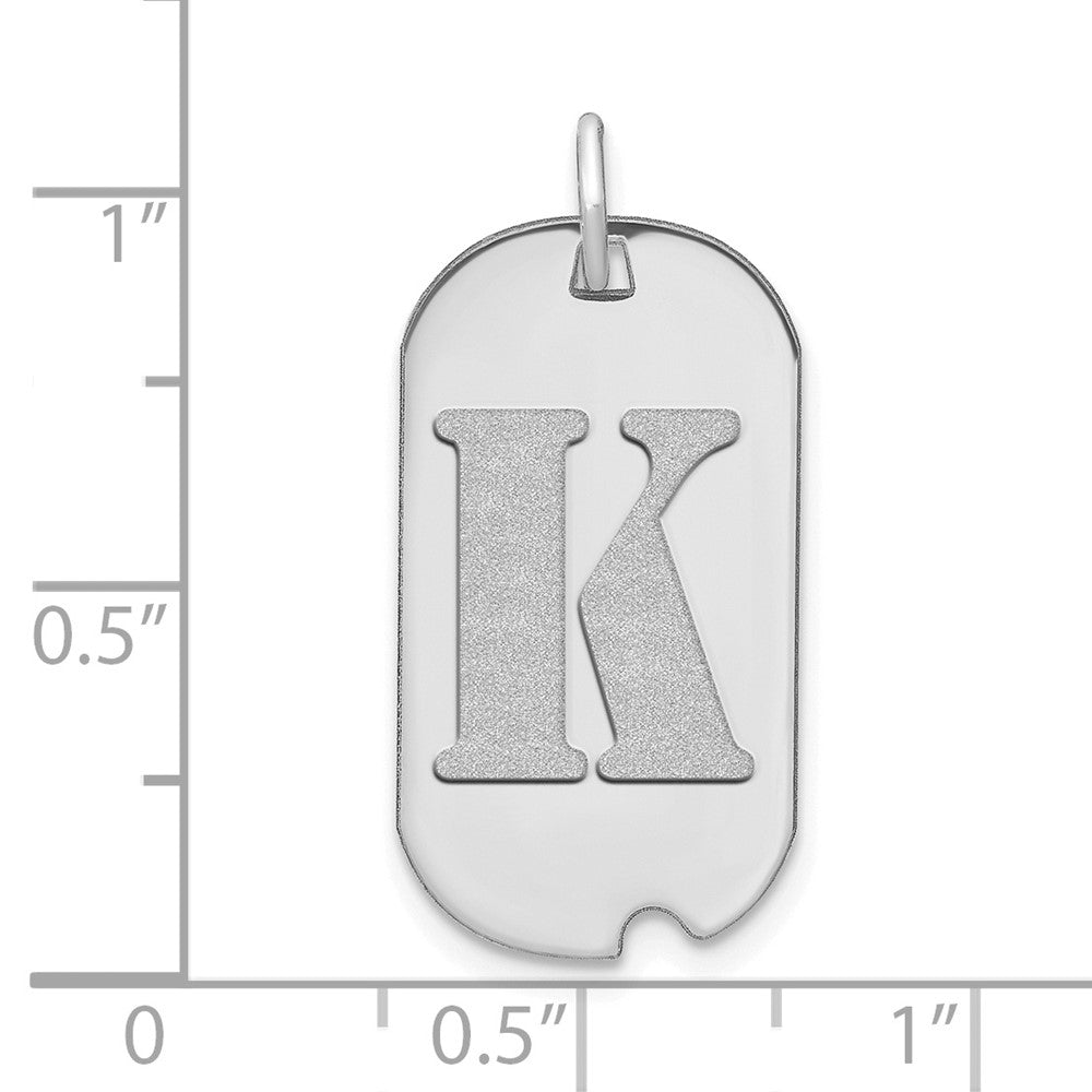 FJC Finejewelers 14 kt White Gold Polished Letter K Initial Dog Tag Charm 24 x 13 mm