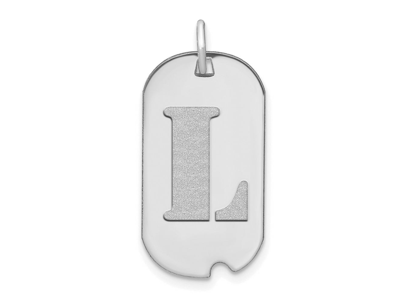 FJC Finejewelers 14 kt White Gold Polished Letter L Initial Dog Tag Charm 24 x 13 mm