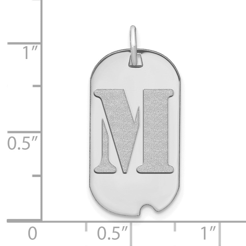 FJC Finejewelers 14 kt White Gold Polished Letter M Initial Dog Tag Charm 24 x 13 mm