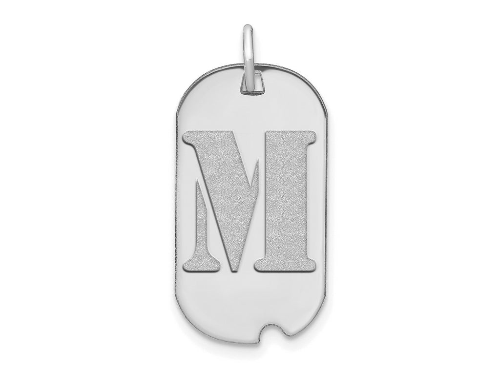 FJC Finejewelers 14 kt White Gold Polished Letter M Initial Dog Tag Charm 24 x 13 mm