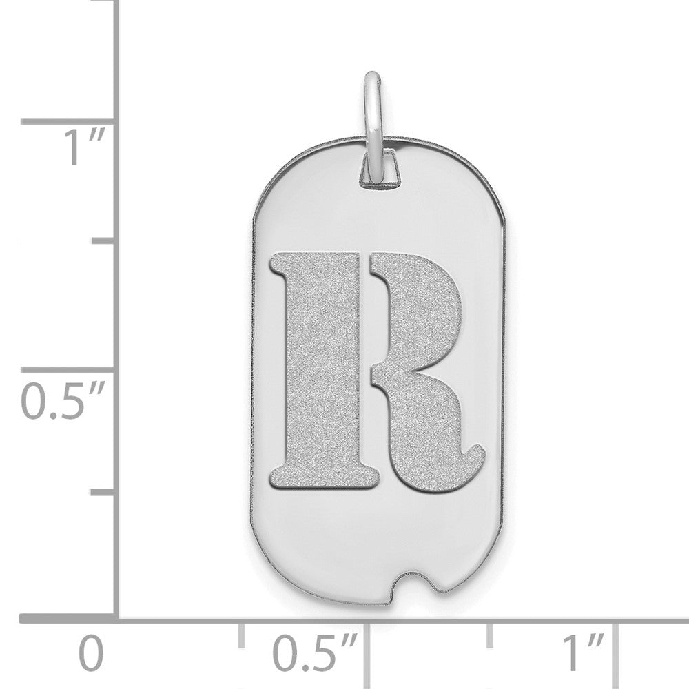 FJC Finejewelers 14 kt White Gold Polished Letter R Initial Dog Tag Charm 24 x 13 mm