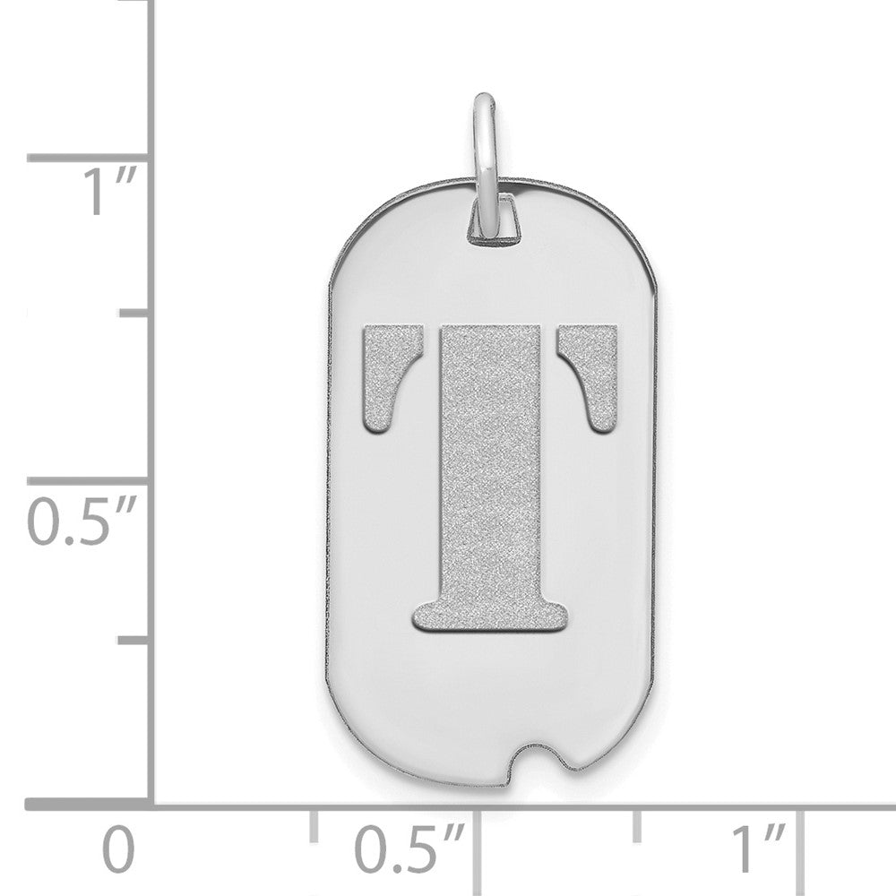 FJC Finejewelers 14 kt White Gold Polished Letter T Initial Dog Tag Charm 24 x 13 mm