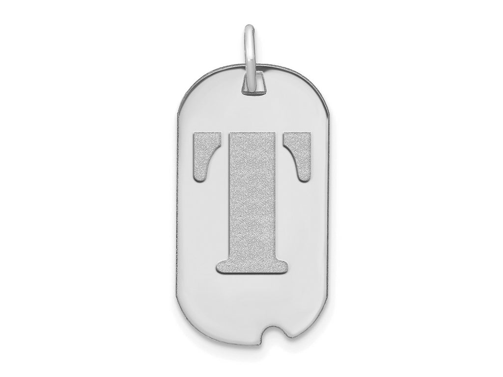 FJC Finejewelers 14 kt White Gold Polished Letter T Initial Dog Tag Charm 24 x 13 mm